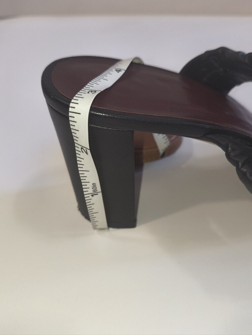 STAUD Frankie Black Ruched Leather High Block Heel Mules | Size 7 - Picture 7 of 8